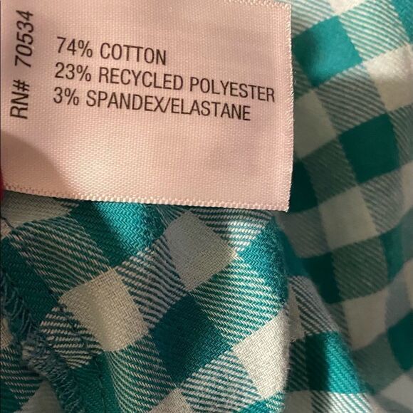 Orvis Lightweight Gingham Mint Green Plaid Blouse - Picture 6 of 7